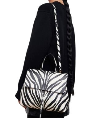Mansur Gavriel Zebra Print Saffiano Lady Bag Black White